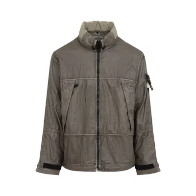 Stone Island Logo Patch Zip-up Jacket In Green
