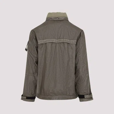Stone Island Logo Patch Zip-up Jacket In Green
