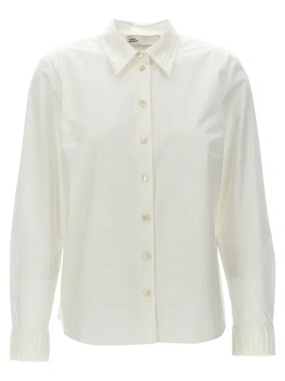 Tory Burch Collared Neck Long Sleeves Pleated Cuffs Shirt In White
