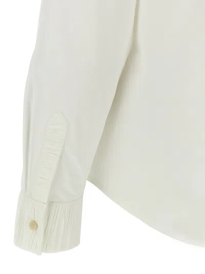 Tory Burch Collared Neck Long Sleeves Pleated Cuffs Shirt In White