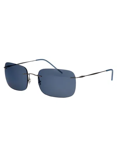 Giorgio Armani Matte Gunmetal Metal Sunglasses In Neutral