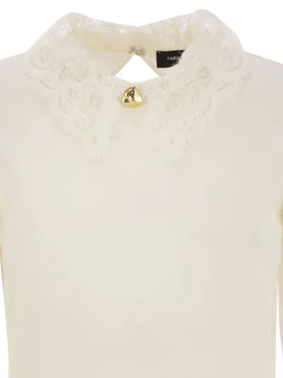 Fabiana Filippi Knitwear Sweater Lace Collar In White