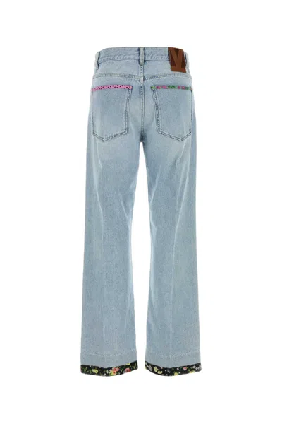 Valentino Womens Denim Blu Lav Chiaro Embroidered Straight-leg Denim Jeans