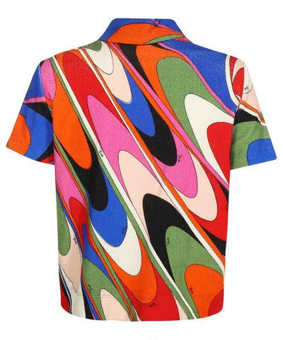 Pucci Printed Terry Fabric Polo Shirt In Multi