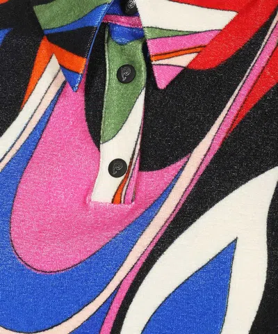 Pucci Printed Terry Fabric Polo Shirt In Multi