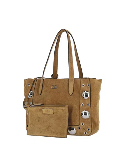 Valentino Eyelet-embellished Suede Tote Bag