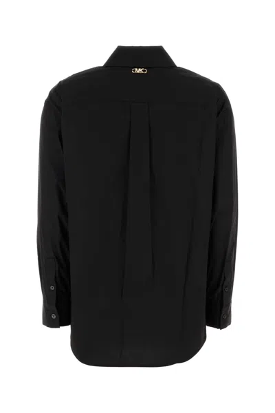 Michael Kors Black Shirt With Button-down Collar And One Front Patch Pocket In Cotton Stretch Woman In Black