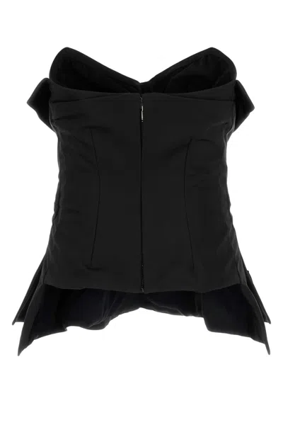 Alexander Mcqueen Alexander Mc Queen Black Corset Top In Silk Blend In Black