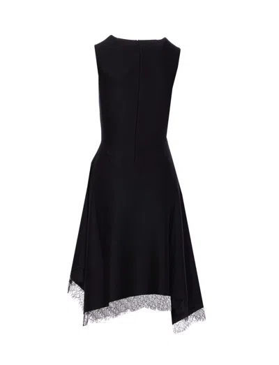 Alexander Mcqueen Women Asymmetric Midi Dress In Black