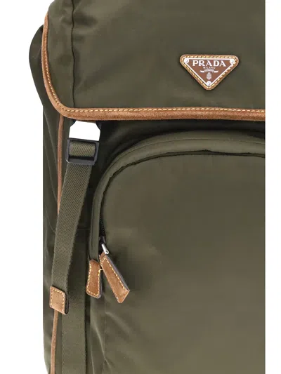 Prada Nylon Backpack With Adjustable Shoulder Straps In Green