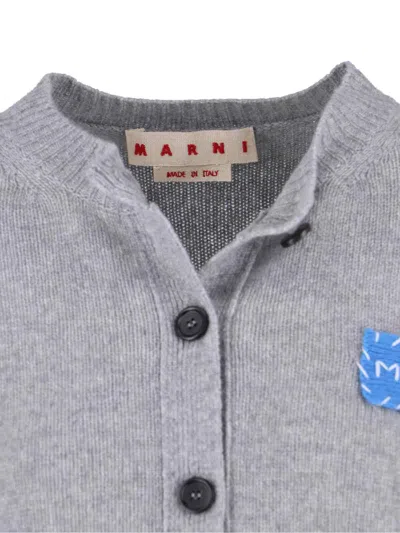 Marni Cashmere Cardigan With Patch In Gray
