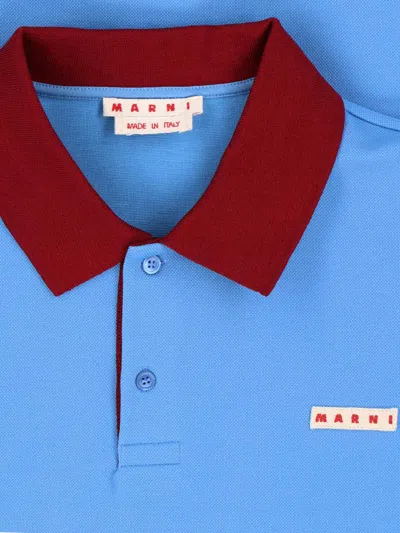 Marni Polo In Piquet Blu Con Colletto A Contrasto In Blue