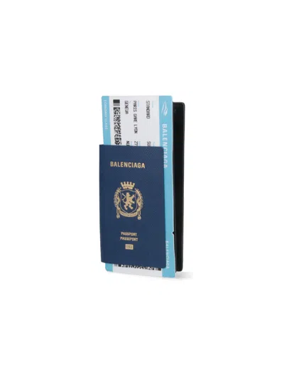 Balenciaga Blue Passport Long 1 Ticket Wallet In Multi