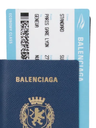 Balenciaga Blue Passport Long 1 Ticket Wallet In Multi