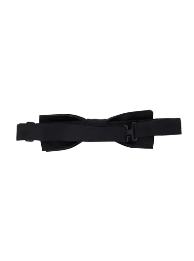 Dolce & Gabbana Black Bowtie With Logo Patch On The Rear And Rear Hook Closure