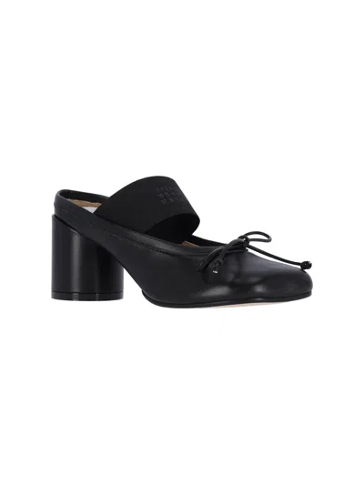Mm6 Maison Margiela Mm6 By Maison Margiela Anatomical Black Goat Leather Sandals With Bow Detail In Black