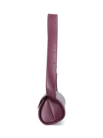 Jil Sander Small Rectangular Shoulder Bag With Adjustable Strap In Burgundy
