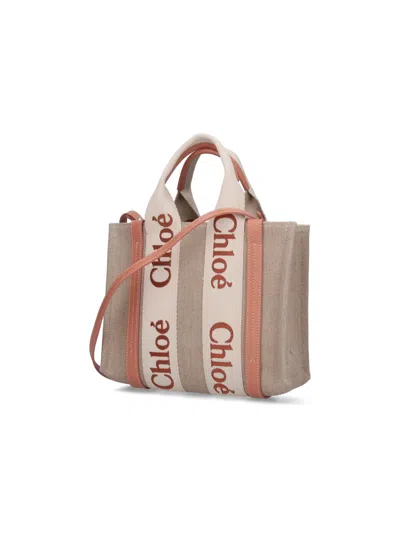 Chloé Woody Small Tote Bag In Orange