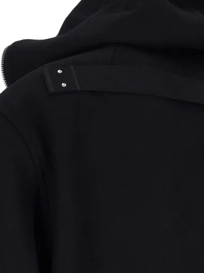 Rick Owens Dracucollar Fold-neck Zip-front Leather Coat In Black