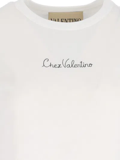 Valentino Cotton Crew Neck T-shirt With Short Sleeves In White