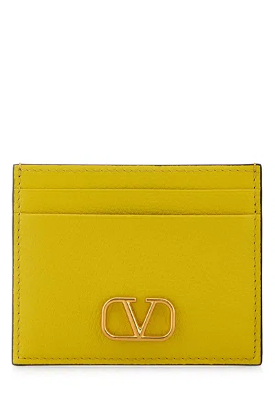 Valentino Yellow Leather Card Holder