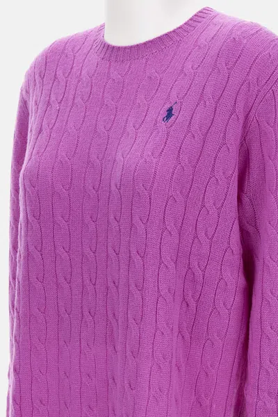 Polo Ralph Lauren Purple Cable-knit Sweater In Wool And Cashmere In Purple