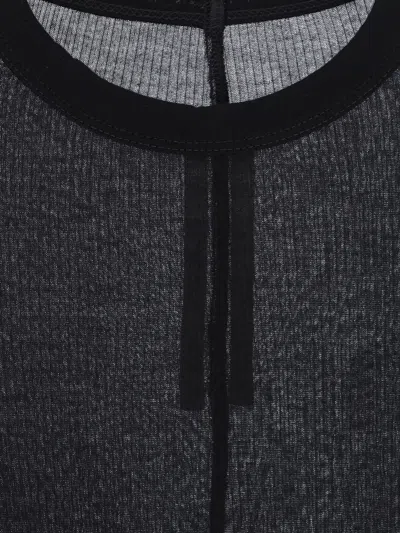 Rick Owens Ribbed Long-sleeve Top With Signature Back Stitching In Black