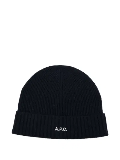 Apc Ribbed Wool Beanie In Black