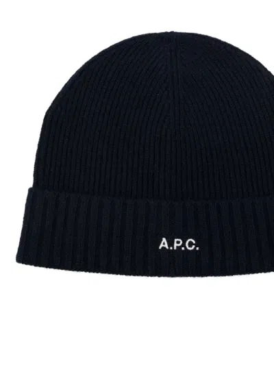 Apc Ribbed Wool Beanie In Black