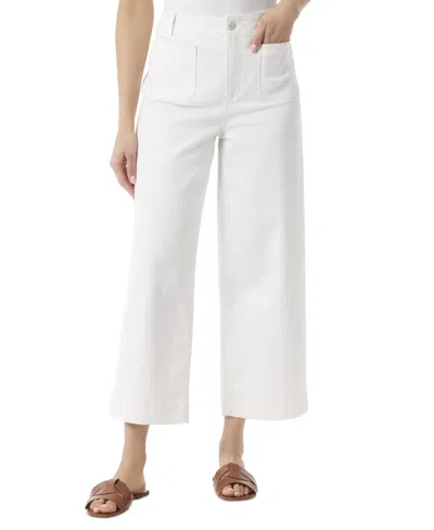 Gloria Vanderbilt Women's Shape Effect Tummy Sculpt Patch-pocket Cropped Wide-leg Jeans In White
