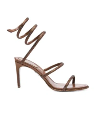 René Caovilla Womens Cleo Ii 105 Crystal-embellished Leather Heeled Sandals Brow In Brown