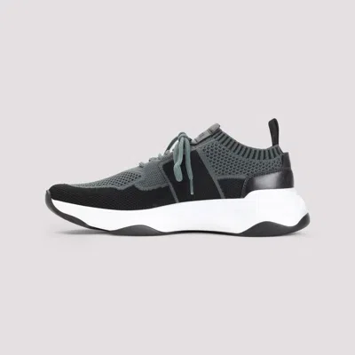 Berluti Breathable Textile And Leather Sneakers With Sole In Black