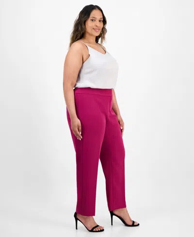 Kasper Plus Size High-rise Slim-leg Pants In Pink