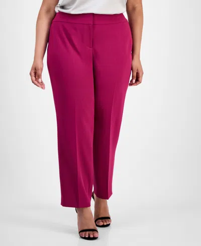 Kasper Plus Size High-rise Slim-leg Pants In Pink