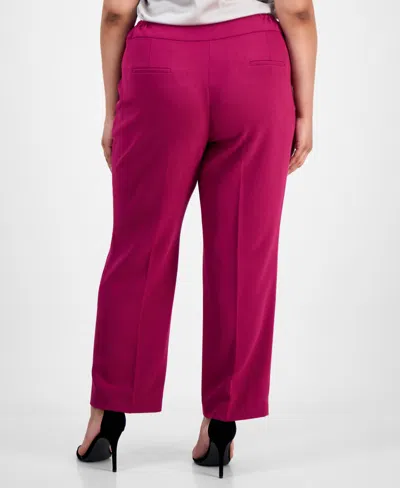 Kasper Plus Size High-rise Slim-leg Pants In Pink