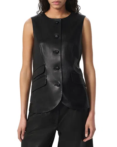 Rag & Bone Slade Crewneck Leather Vest In Black