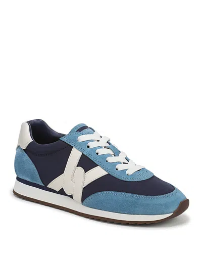 Veronica Beard Penrose Mixed Leather Runner Sneakers In Blue