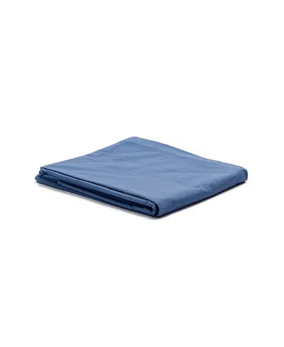 Piglet In Bed Washed Cotton Percale Flat Sheet, Twin In Blue