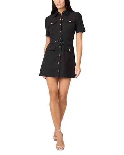 Toccin Lydia Short Sleeve Belted Mini Dress In Black