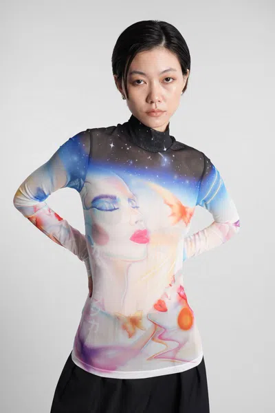 Casablanca Artistic Sleeve Print With Sheer High Neck