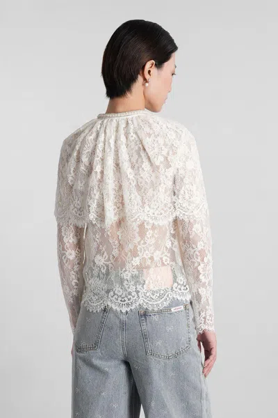 Self-portrait Caped Lace Cardigan In White