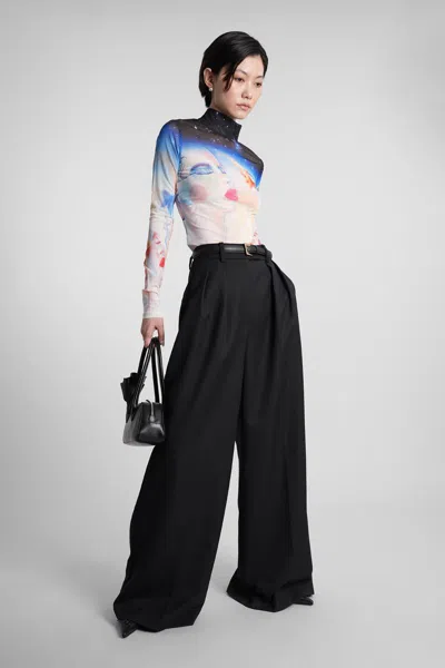 Casablanca Artistic Sleeve Print With Sheer High Neck