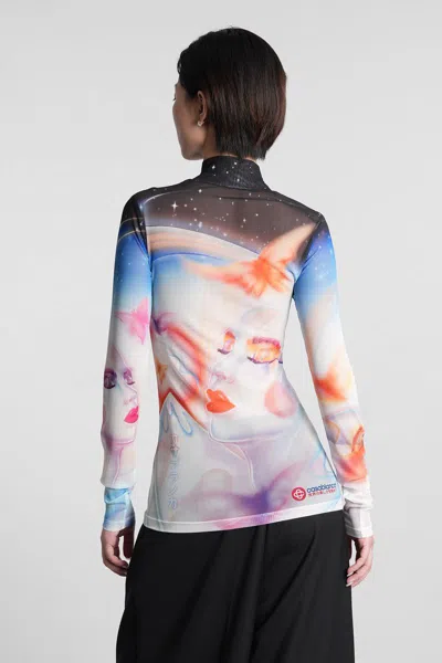 Casablanca Artistic Sleeve Print With Sheer High Neck