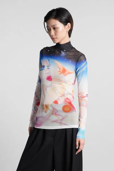 Casablanca Artistic Sleeve Print With Sheer High Neck
