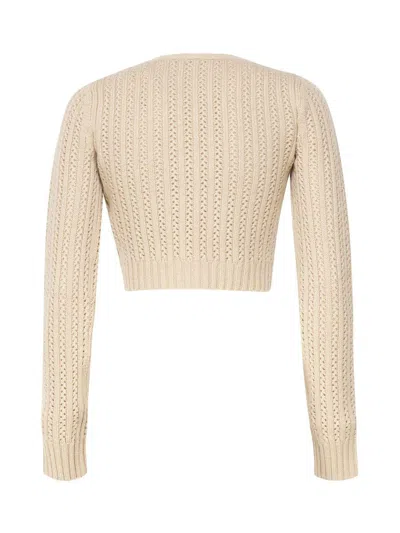 Max Mara Short Wool Blend Ifrem Sweater In White