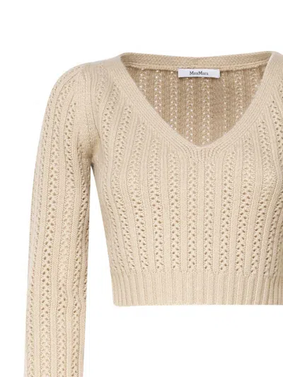 Max Mara Short Wool Blend Ifrem Sweater In White