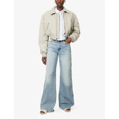 7 For All Mankind Womens Lotta Wide-leg Denim Jeans Amuse Me In Blue