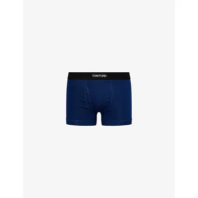 Tom Ford Mens Branded-waistband Cotton-jersey Boxer Briefs Blue In Blue