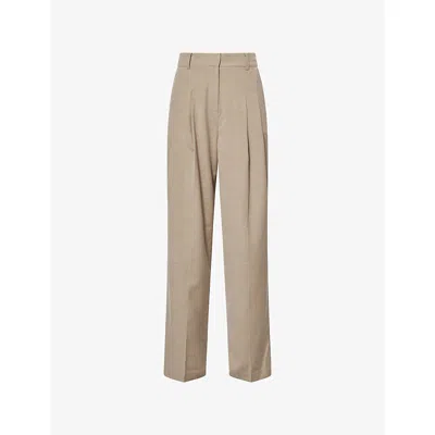 The Frankie Shop Womens Gelso Pleated Woven-twill Trousers Taupe Melange