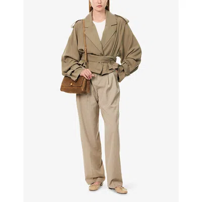 The Frankie Shop Womens Gelso Pleated Woven-twill Trousers Taupe Melange